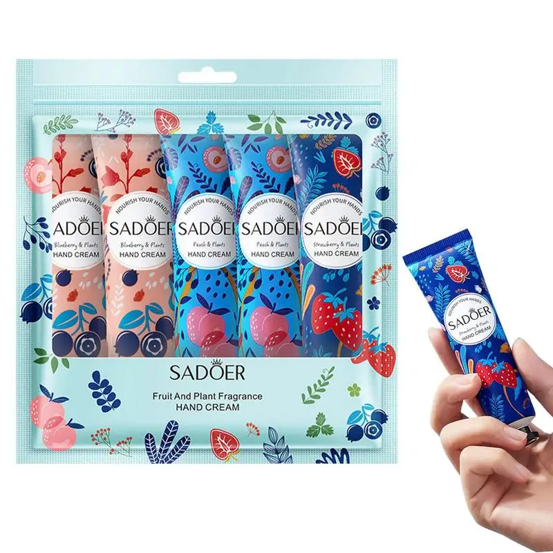 

Hand Cream Gift Set Fruit Fragrance Scented Hand Lotion For Dry Cracked Hands 5pcs Hand Cream Set Moisturizing Gift Set Travel