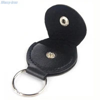 top quality guitar pick holder genuine leather guitarra plectrum case bag keychain shape guitar accessories