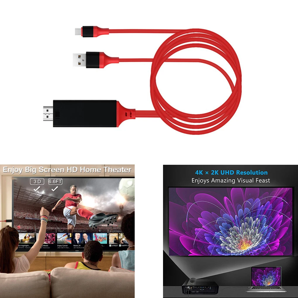 Кабель-адаптер для передачи данных 2 м USB Type C в HD 4K