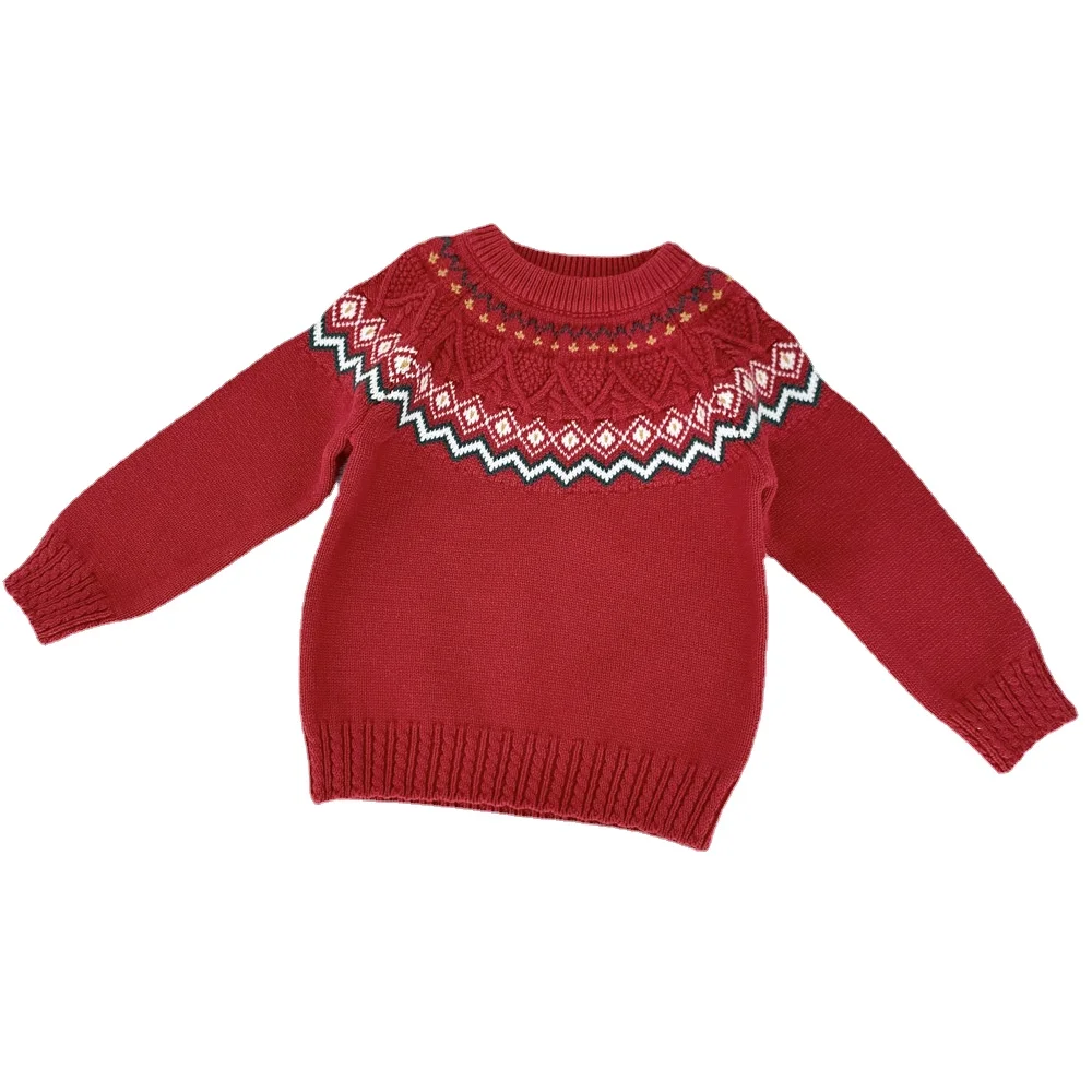 

2022 Nordic Style Children's Christmas Sweater Unisex O-neck Pullover Thick Sweaters Autumn and Winter Tops Kids Knitted Clothes