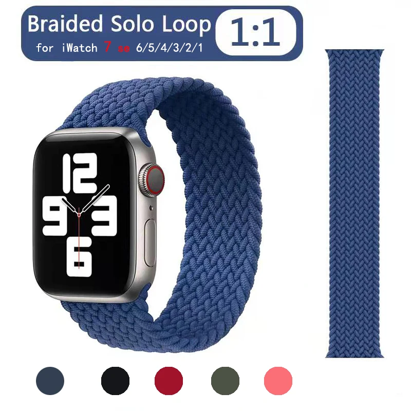 

Nylon Braided Solo Loop Fabric For Apple Watch Band 7 6 44mm 40mm 38mm 42mm Official 1:1 Fabric Watchbands for iWatch SE 7 6 5 4