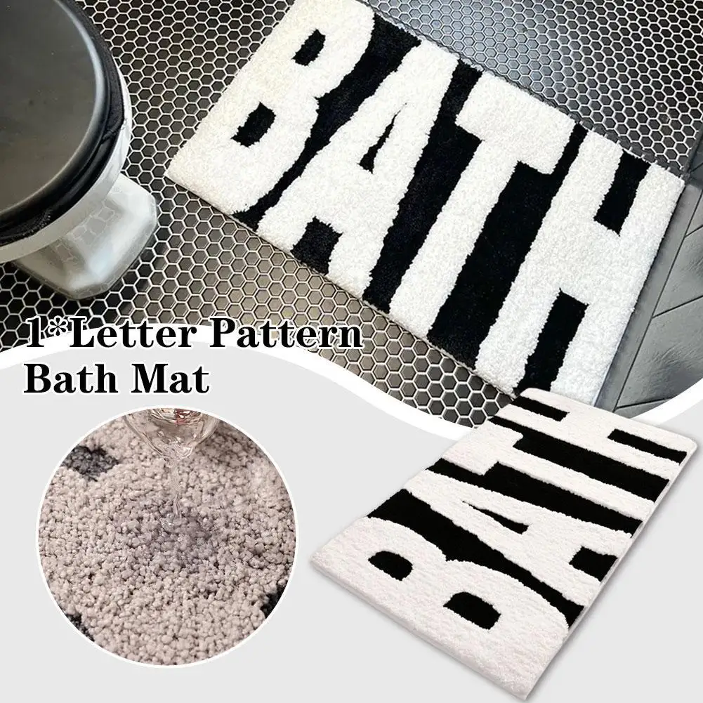 

Плюшевый коврик, флокирующий коврик для ванной, супер толстый флисовый искусственный Противоскользящий коврик для входной двери туалета, с надписью