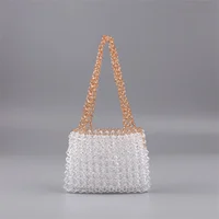 Clear Bead Bag Green Hand-woven Celebrity Handbags Unique Design Ladies Party Bag Top-handle Purses and Handbags