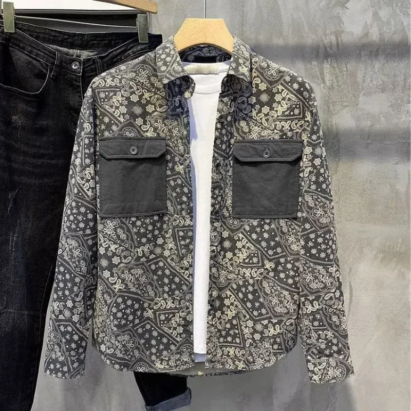 Футболка мужская с длинными рукавами в японском и корейском стиле