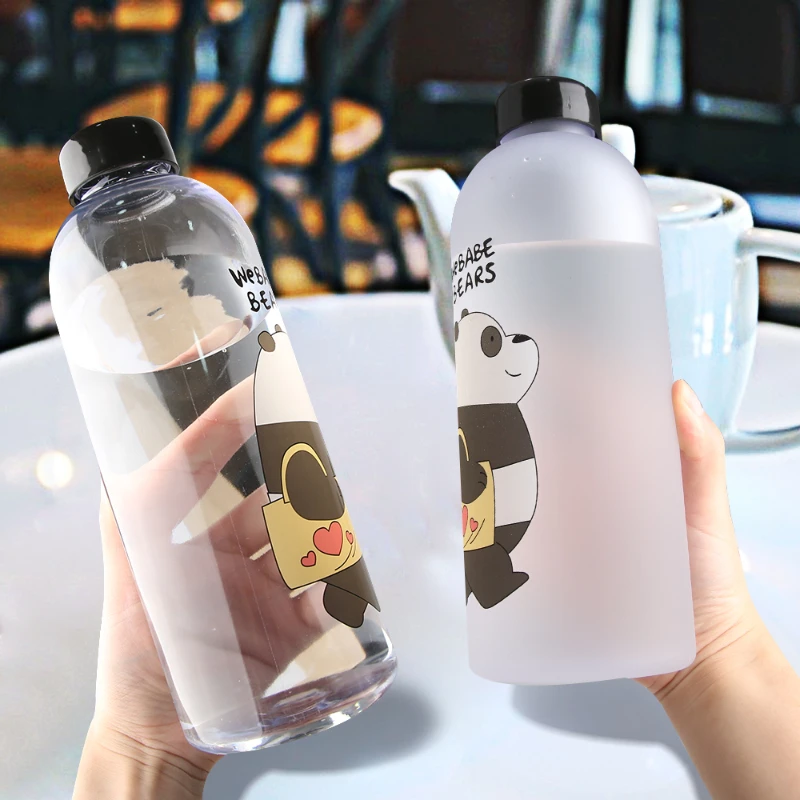 Бутылка для воды Panda с соломинкой 1000 мл чашка медведем прозрачные пластиковые