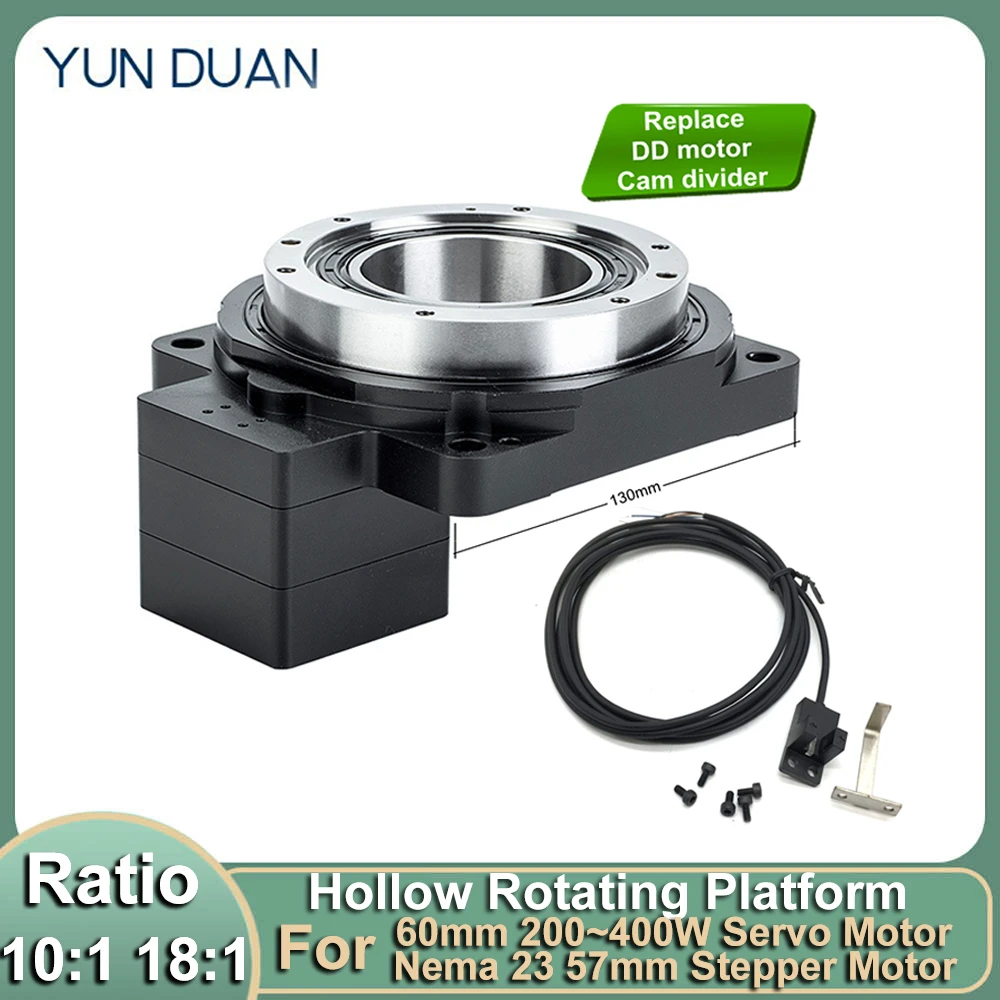 

Turntable Hollow Rotating Rotation Platform 130mm Reducer for 60mm 400W Servo Motor Nema23 Stepper Replace Cam Divider DD Motor