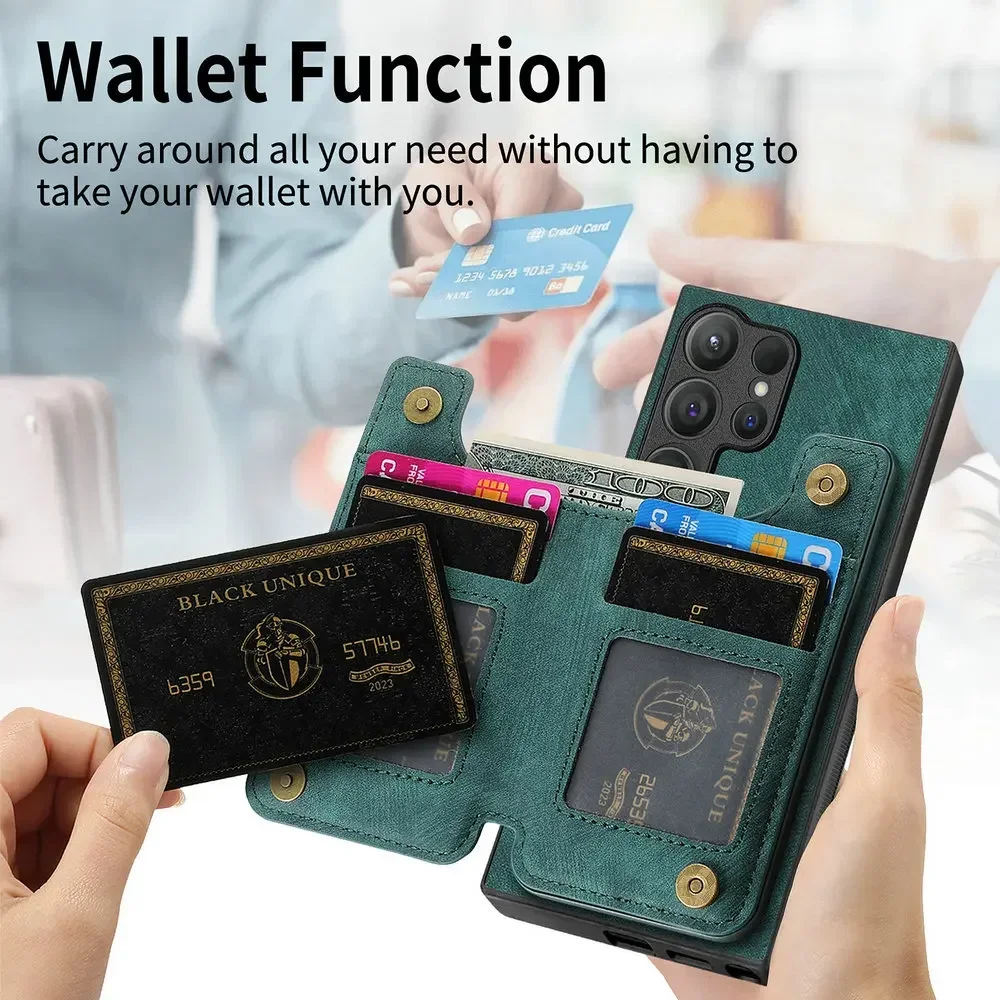 S24FE S24 Ultra S23 5G кожаный чехол на молнии с магнитом для Samsung Galaxy Plus S 23 FE 24 Кошелек