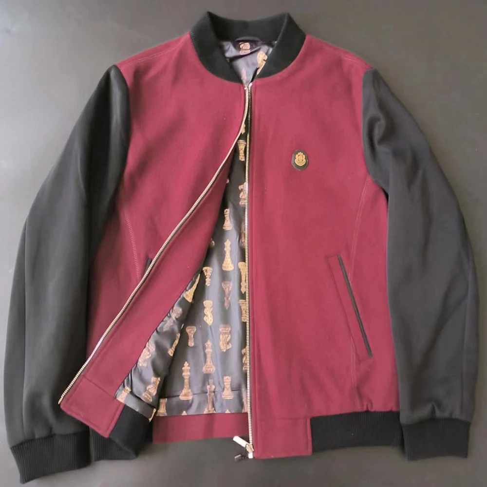 Spring Summer Fashion Brand Wool Baseball Collar Jacket Men Casual Zipper Coat Plus Size 4XL Burgundy Red Blue Orange