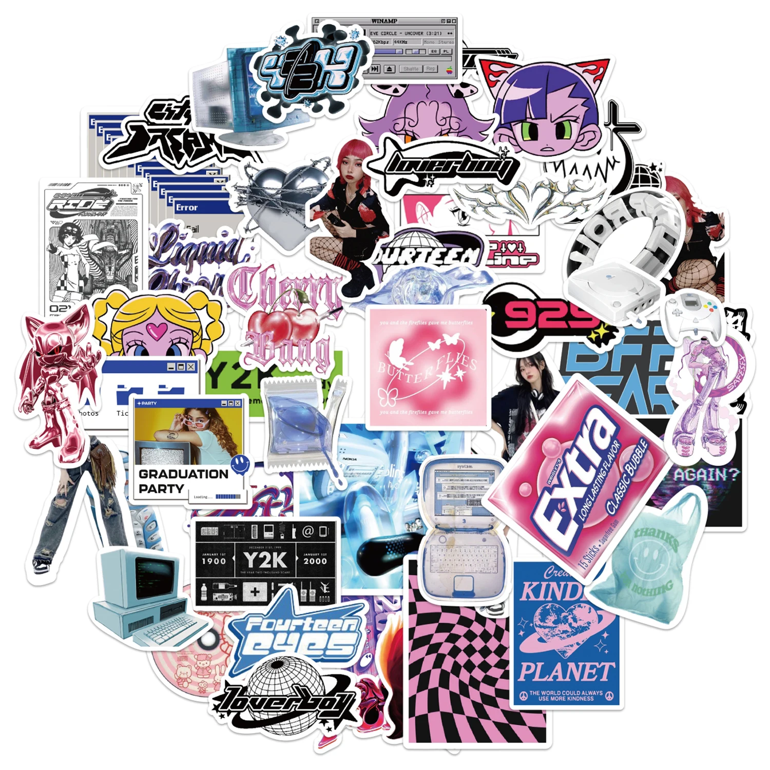 

10/50PCS VSCO Y2K Style Stickers 90s Girls Harajuku Vintage Decal Laptop Skateboard Phone Graffiti Stickers Cute Aesthetic Decal