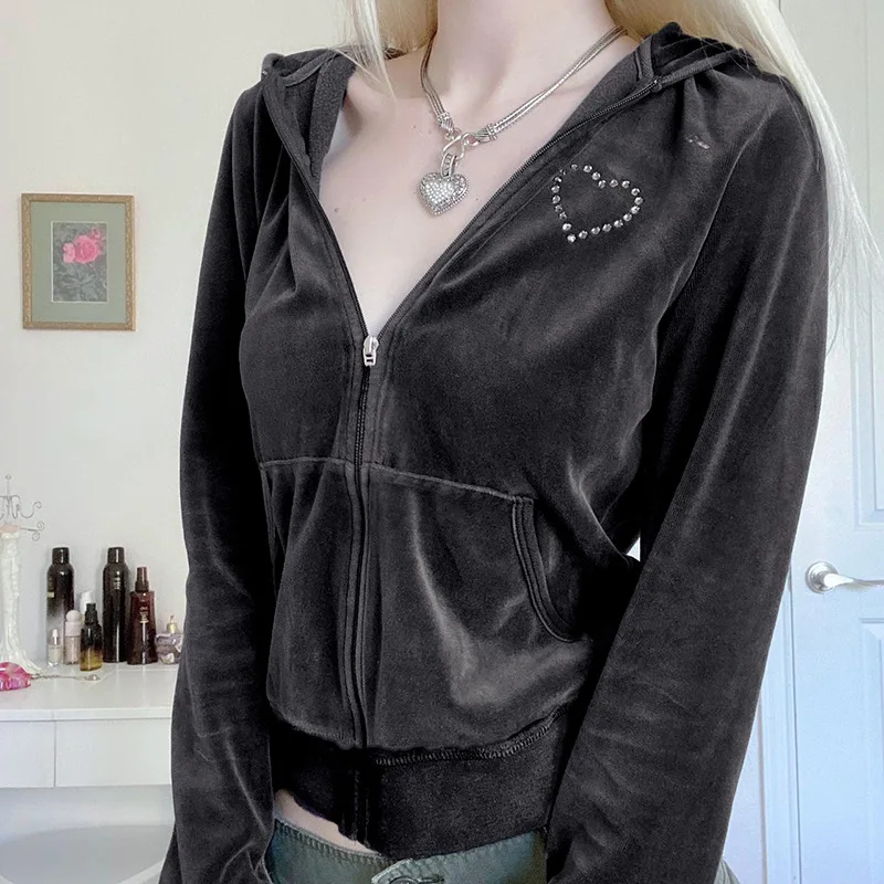 

Velvet Sweatshirt Women Autumn Hooded Sweatshirts Y2k Hoodies Aesthetic Clothes