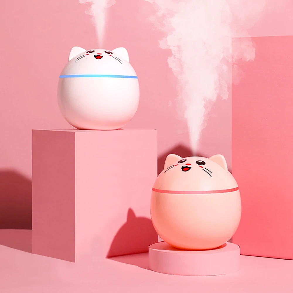 

300ml Air Humidifier Cute Kawaiil Aroma Diffuser With Night Light Cool Mist For Bedroom Home Car Plants Purifier Humificador