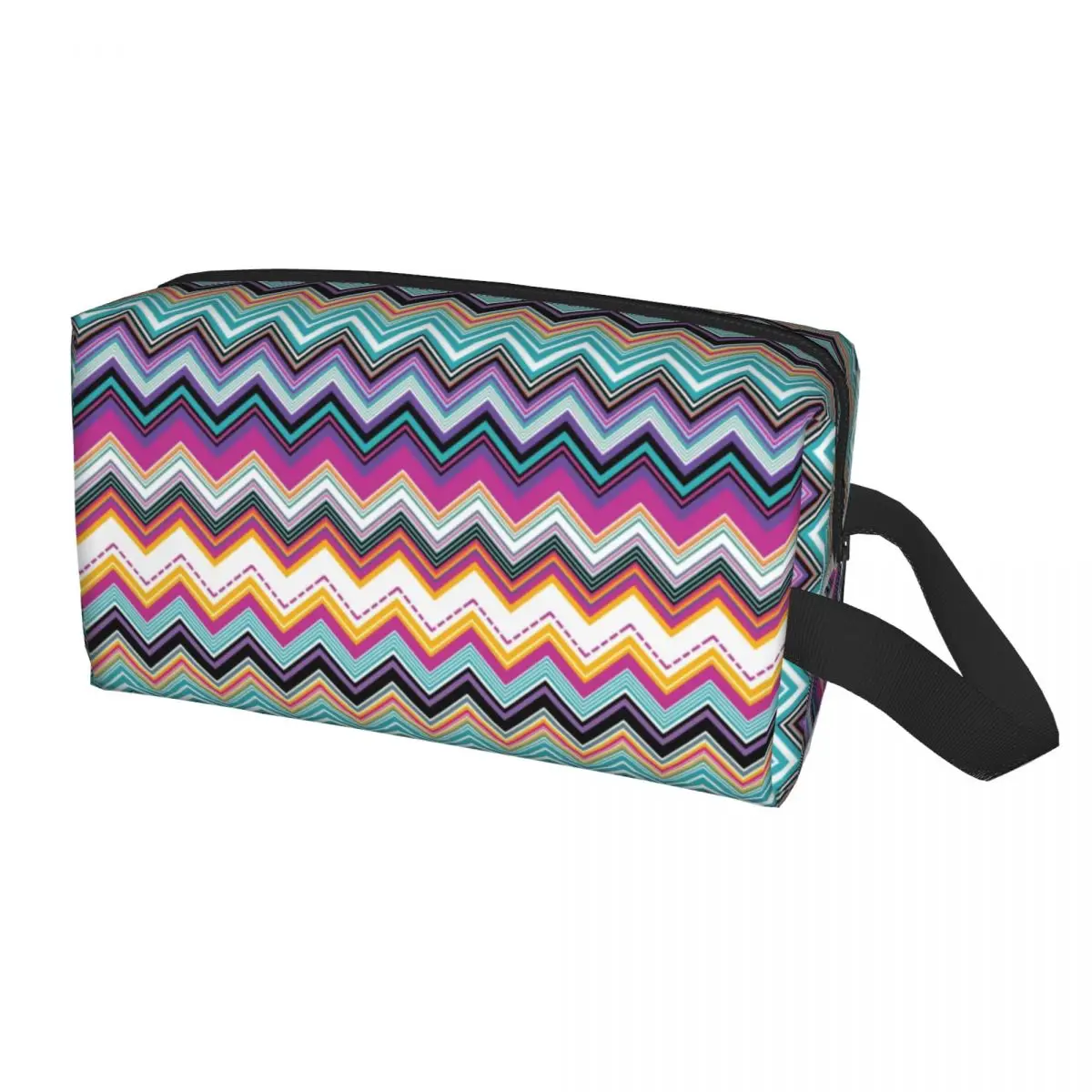 

Color Layers Zig Zag Cosmetic Bag Women Cute Big Capacity Bohemian Camouflage Modern Makeup Case Beauty Storage Toiletry Bags