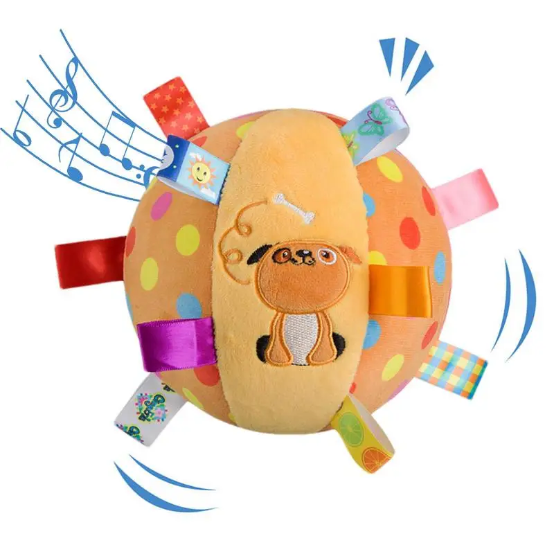 

Colorful Plush Ball Ribbon Tags Ball Toddler Sensory Bell Toys Cognitive Developmental Ball Rattles Toy For Kids Infants