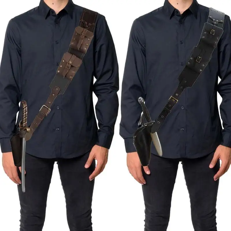 

Medieval Shoulder Strap Holder Sheath Scabbard Viking Leather Belt Flintlock Belt Medieval Viking Pirate Knight Belt For Cosplay