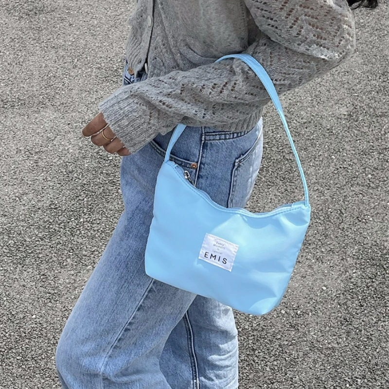 

Сумка-хобо женская с надписью, Модный маленький саквояж на плечо, повседневный наряд, сумочка для подмышек, карамельные цвета