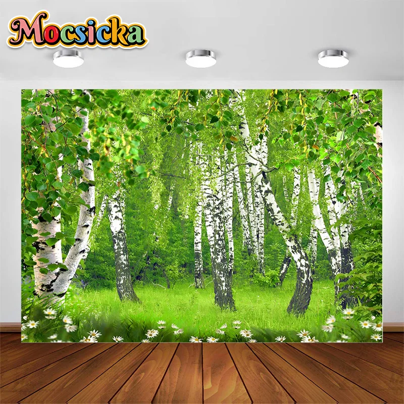 

MOCSICKA Spring Nature Landscape Photography Backdrop Green Grass Trees Flowers Children Adults Portrait Photos Studio Photozone