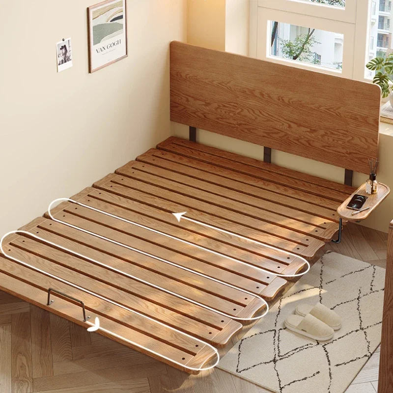 Кровать из цельного дерева ультратонкая прикроватная тумбочка очень тонкая