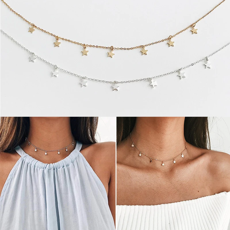 

Women's Alloy Necklace Long Personalized Five Pointed Star Pendant Simple All-match Five Point Star Pendant Necklace