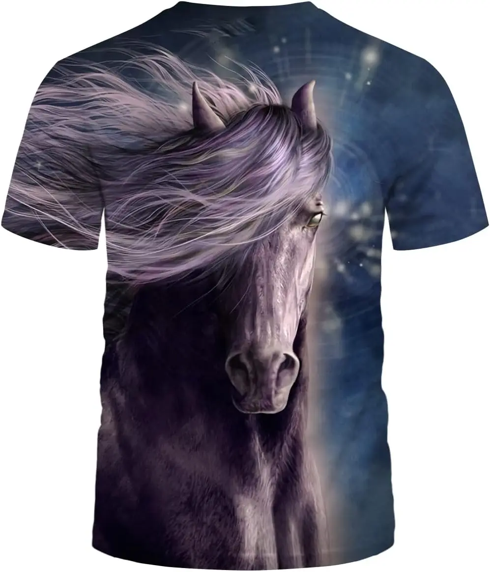 Мужские летние футболки с короткими рукавами и лошадью топы рубашка