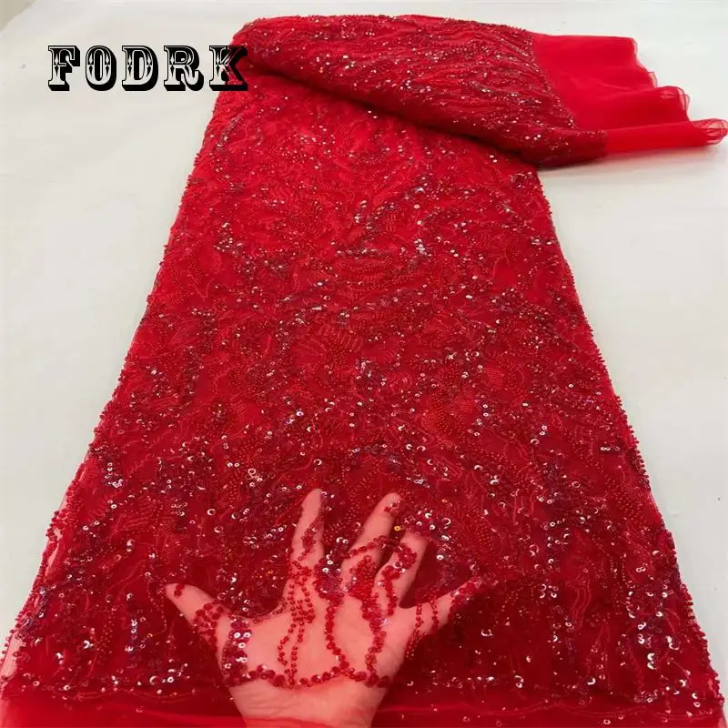 

Сетчатая африканская кружевная ткань 2023 с бусинами, тюлевые вечерние платья для женщин, вышивка, французская модная ткань для шитья