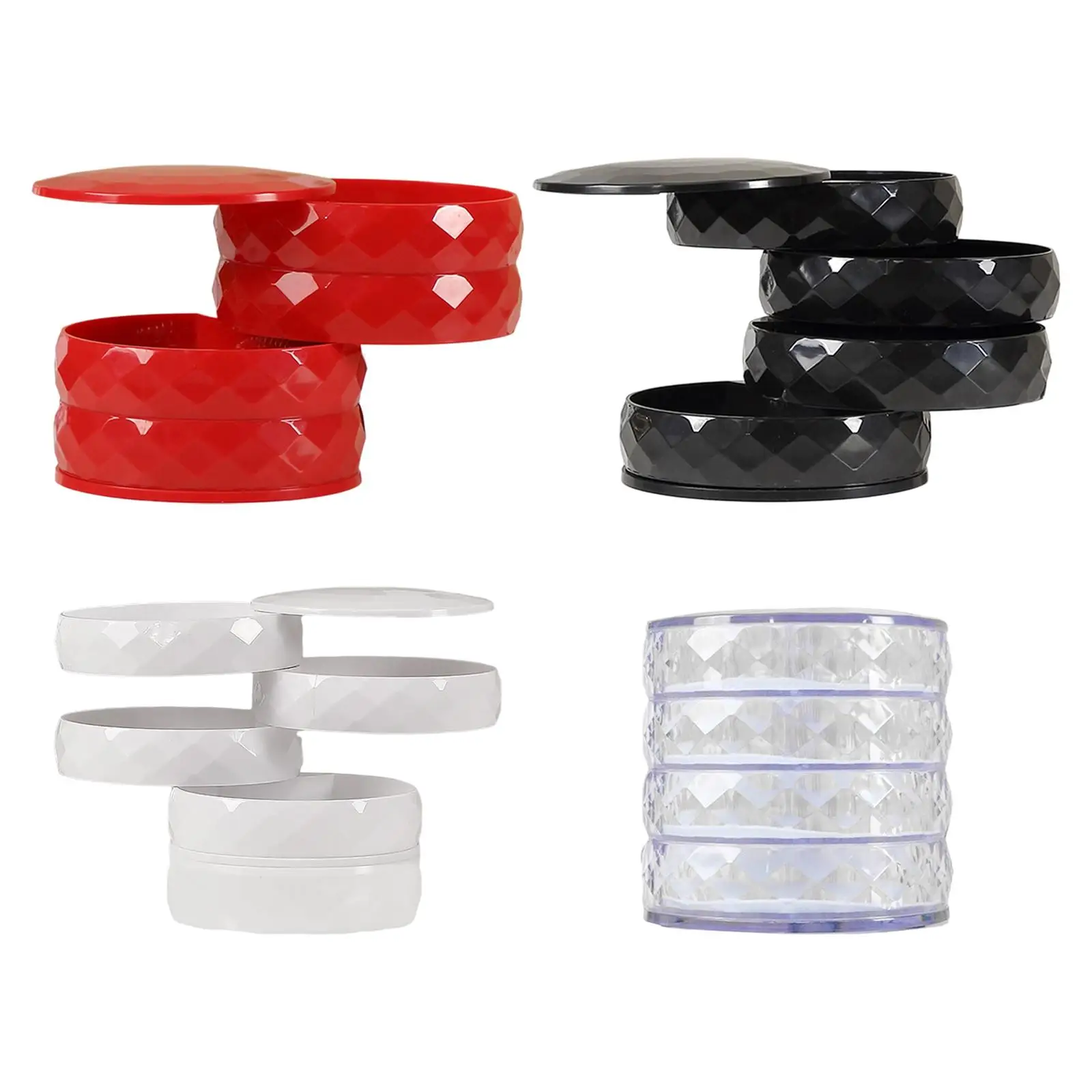 

4 Layer Rotating Jewelry Tray Case with Lid for Girls Mother Women Compact Size Organizer , Made of Premium ABS Plastic Durable