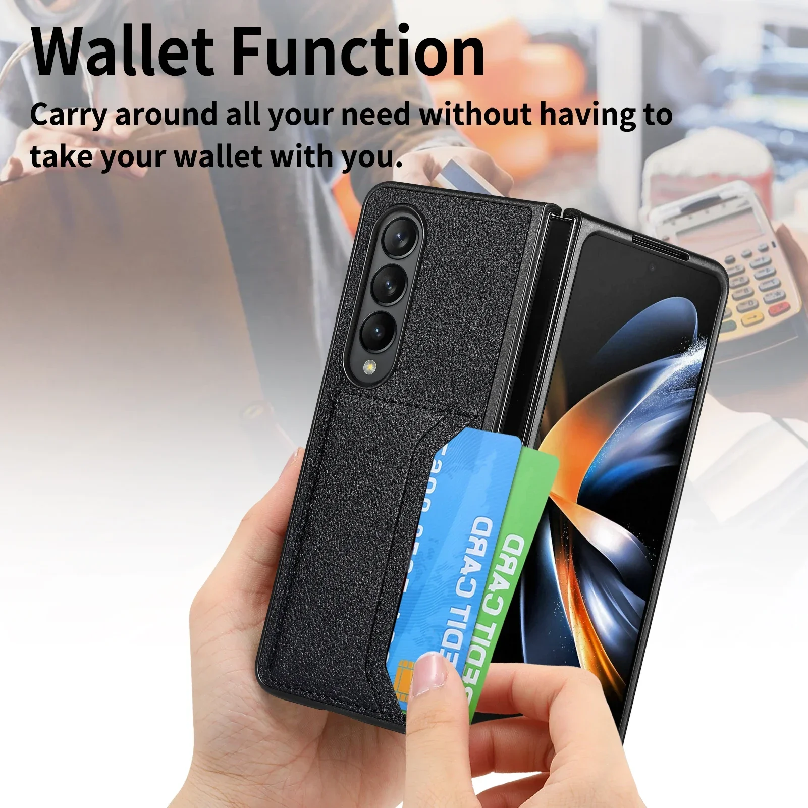 Защитный кожаный чехол-сумка для Samsung Galaxy Z Fold 6 5 5G Fold6 Fold5 4 3 2 Fold4 Fold3 Fold2