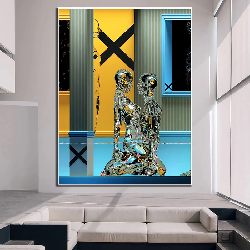 

Sexy Men & Women Sculpture Canvas Painting Abstract Make Love Posters Prints for Bedroom Bedside Hotel Decor Wall Art Picture