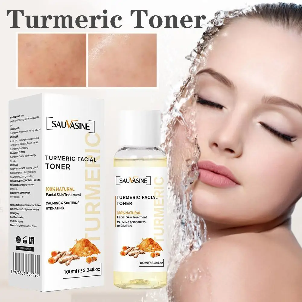 

100ml Turmeric Facial Toner Acne Dark Spots Removal Whitening Control Shrinking Serum Oil Face Aging Pores Anti Moisturizin H7H2