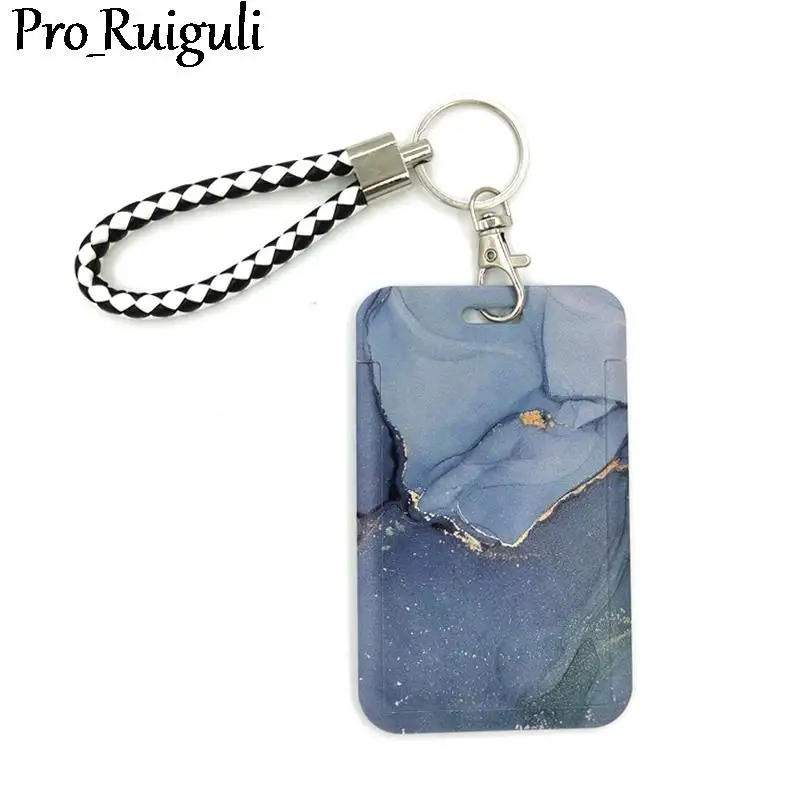 

Colorful Marble Cute Credit Card Cover Lanyard Bags Retractable Badge Reel Student Nurse Exhibition Enfermera Name Clips Card ID