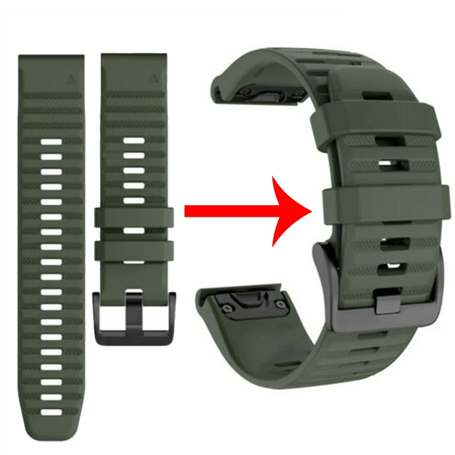Фото Для Garmin f 스nix 8 5X 6X 7X 51 мм Fenix 5 plus 47 мм 5S 6S 7S 43 мм Силиконовый ремешок для часов 26 мм 22 мм 20 мм Быстросъемный ремешок №2