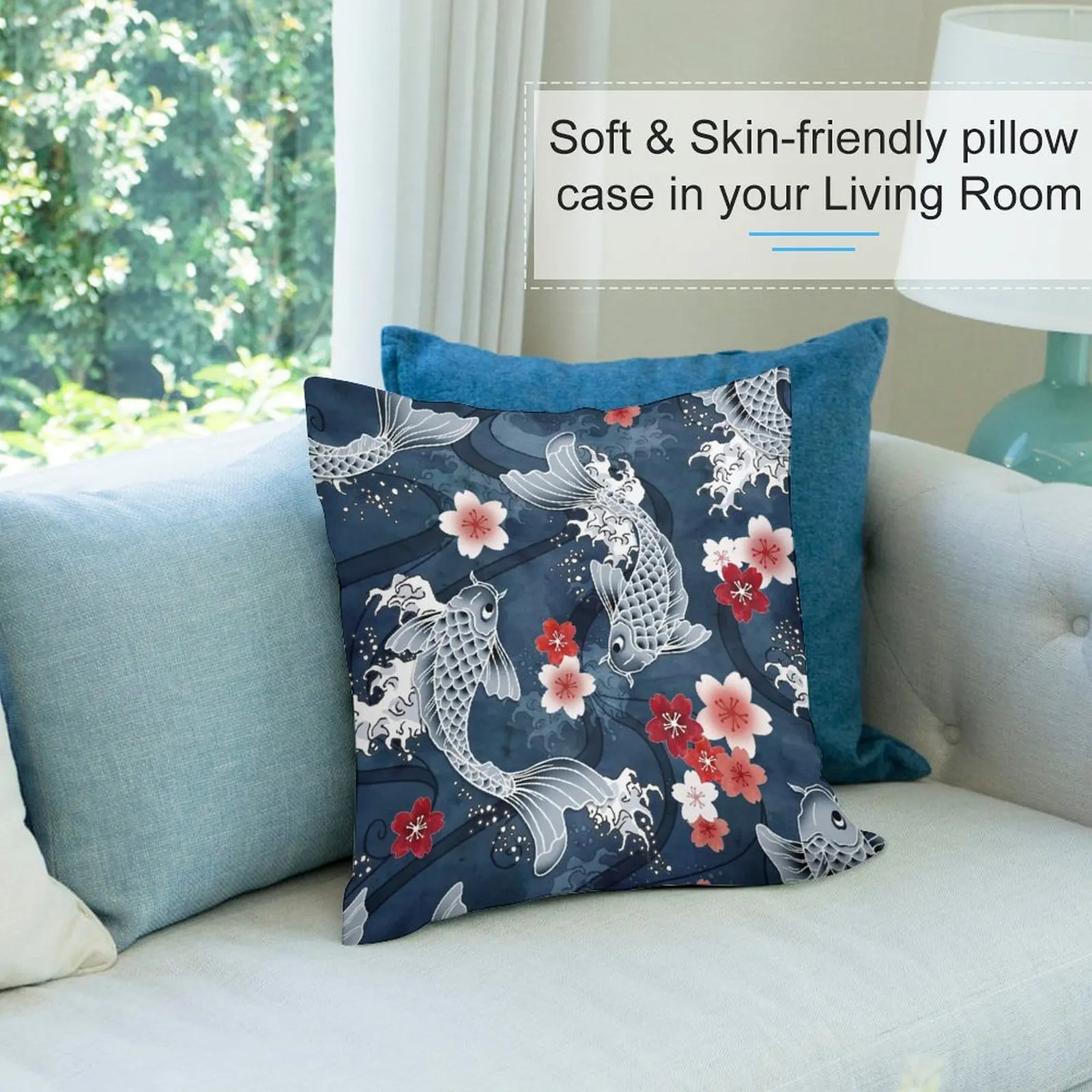 Декоративная синяя Подушка Koi sakura в форме цветка Декоративные диванные подушки
