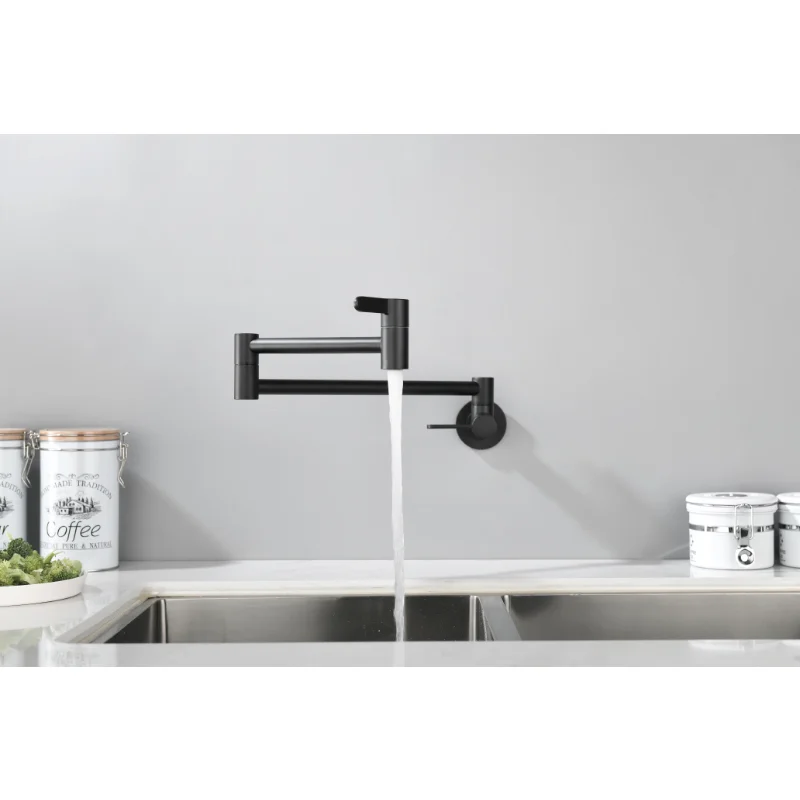 

[Flash Deal]Pot Filler Faucet Wall Mount Use A Surface Finish Resistant To Corrosion Fading Retract and Rotate Above The Stove