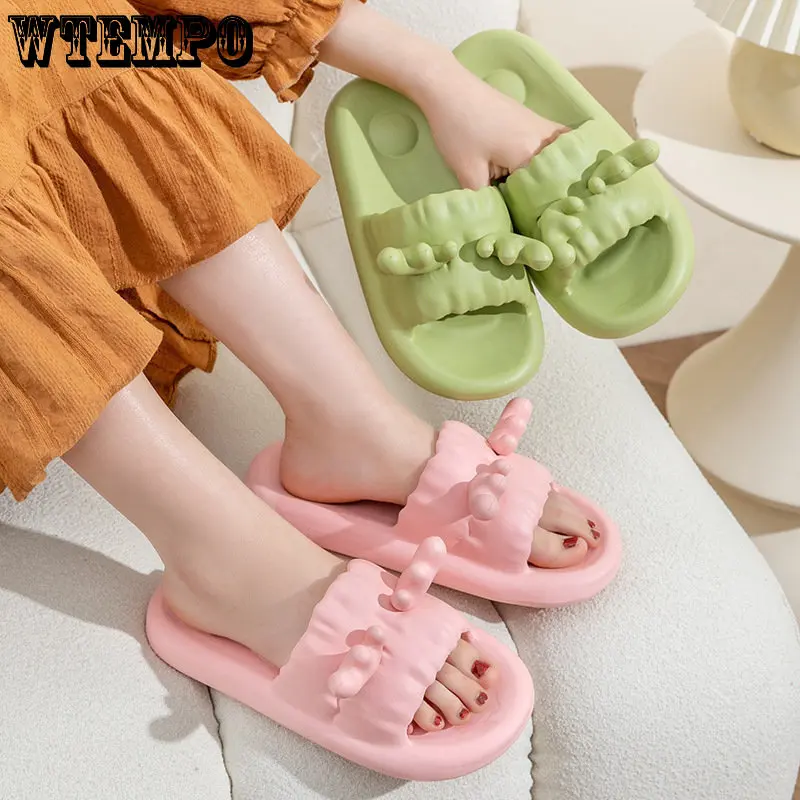WTEMPO Cute Slippers Antlers Summer Thick Bottom Bathroom Couple Shoes Soft Beach Slides Women Anti-Slip Sandal Dropshipping