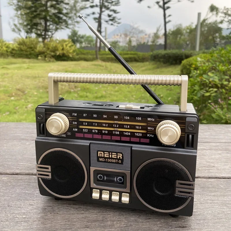 Фото Ретро-радиоприемник MD-1305BT-S с поддержкой FM/SW/AM, многодиапазонный, Hi-Fi, беспроводной Bluetooth-динамик, воспроизведение с TF-карты, USB, AUX №4