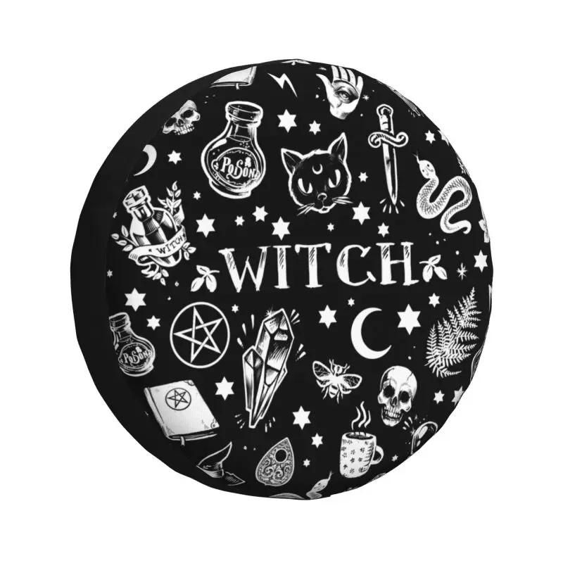 

Witch Pattern Spare Wheel Tire Cover for Toyota Land Prado Halloween Occult Gothic Magic Jeep RV SUV Trailer Vehicle Accessories