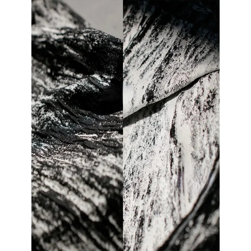 

Двухсторонняя плиссированная ткань в стиле ретро, черно-белая текстура, одежда, рубашка, брюки, ткань для пальто