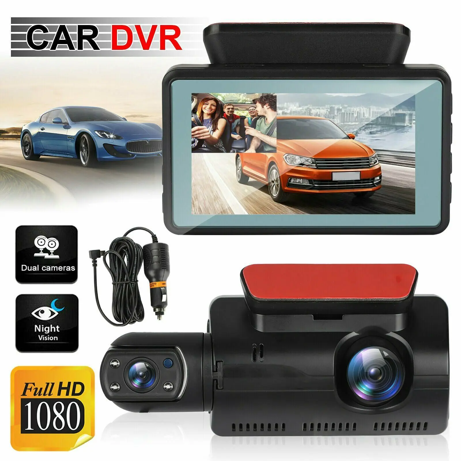 

1080P Full HD Car DVR Dash Cam Dual Lens Inside Camera Rear View Car Video Recorder Auto Parking Monitor Night Vision G-sensor