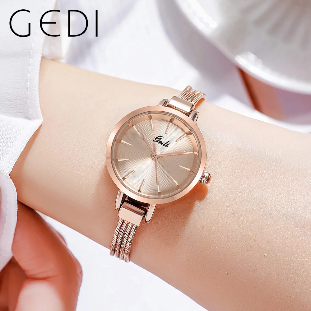 GEDI Ultra-thin Bracelet Watch Fashion Waterproof Women Watches Top Brand Luxury Stainless Steel Ladies Clock Relogios Femininos
