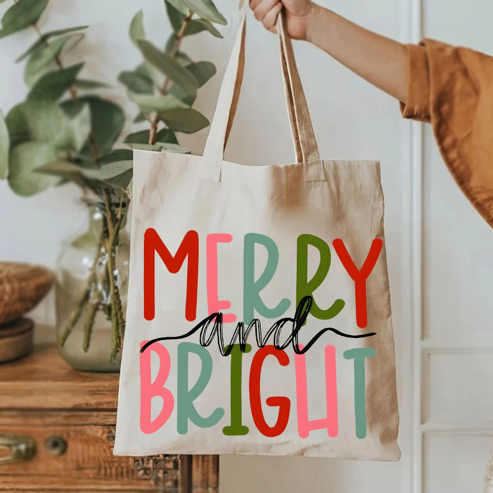 Милая рождественская женская сумка-тоут веселая и яркая сумка семейная с