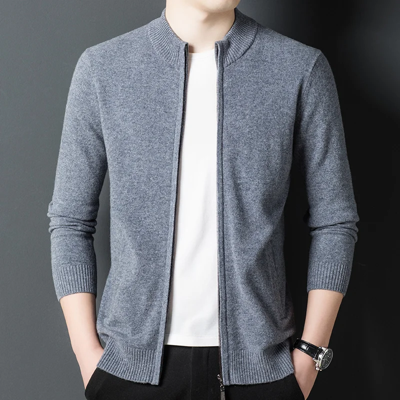2022 sweater men's autumn and winter cashmere sweater cardigan Korean fashion business high-end men's sweater coat