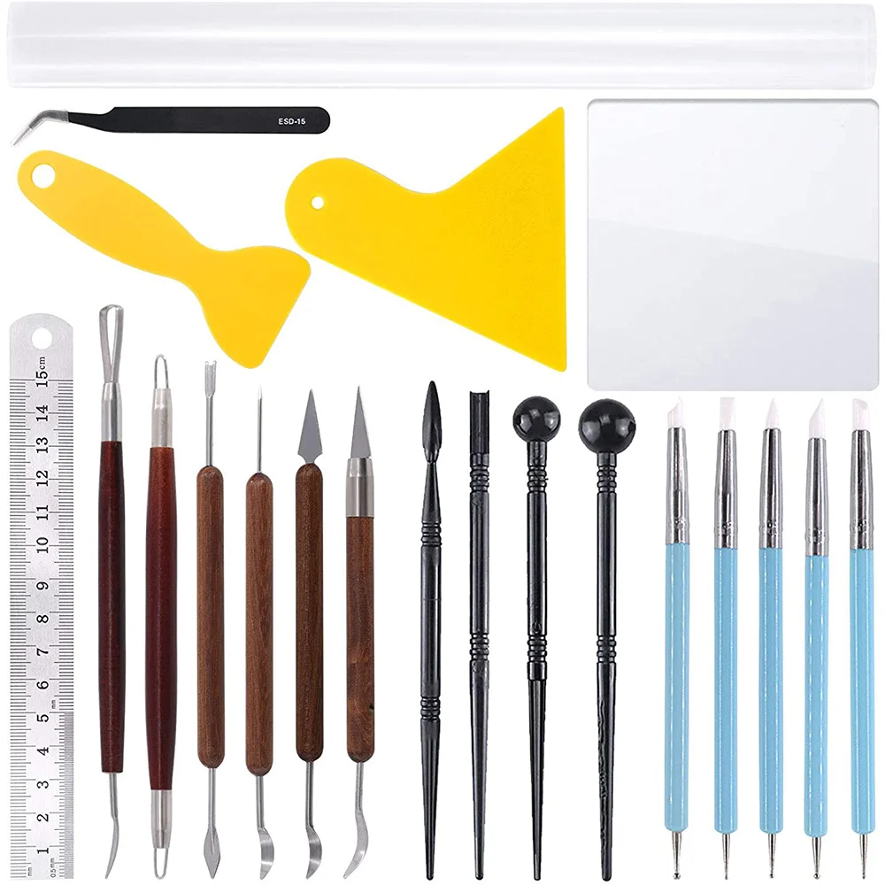 

21PCS Polymer Clay Modeling Tools Set, Including Sculpting Tools, Sculpting Pens, Pottery Tools, Acrylic Clay Roller