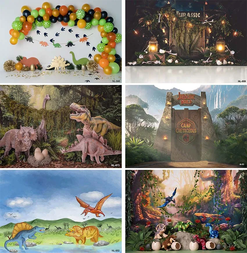 

Jurassic World Background Photography Studio for Birthday Boy Customize Photo Backdrops Dinosaur Party Decorations