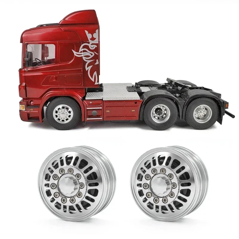 Фото Пара металлических передних и задних узких колес для 1/14 Tamiya RC Truck Trailer Tipper Scania MAN Benz Actros Volvo Car Diy Parts №1