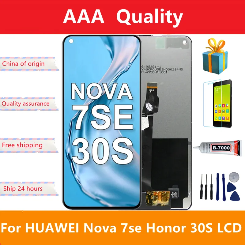 

6.5'' Original LCD Display for Huawei Nova 7 SE LCD with Frame Digitizer Assembly for Honor 30s CDY-AN90 Screen Replacement