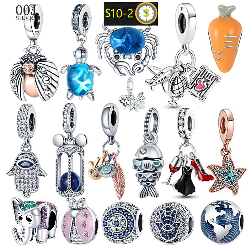 

HOT Silver Color Tree Of Life Sandals Charms Moth&Crab Pendant For Original 925 Pandora Bracelet DIY Ladies Jewelry Making