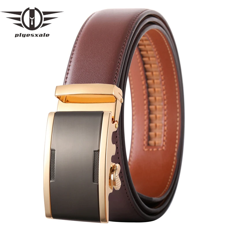 Мужской кожаный ремень с автоматической пряжкой, шириной 3,5 см