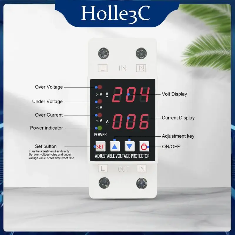 

63a Protector Relay Din Rail Dual Display 230v Overvoltage Protector Protector Smart Home Over Voltage Current And Under Voltage