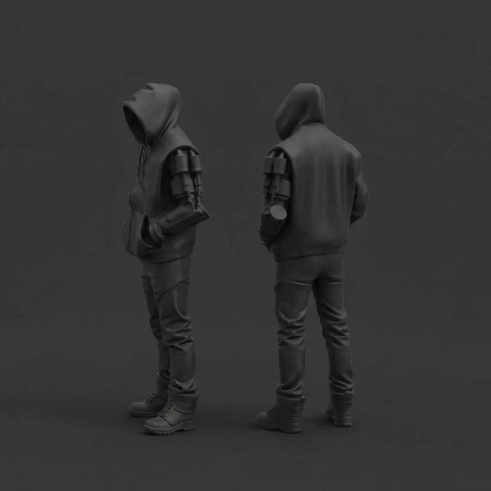 Фото Изысканная 3D-печатная фигурка в стиле стритвир: уникальная поза, панк-худи, статуэтка для домашнего декора, поделки, украшение для дома №5