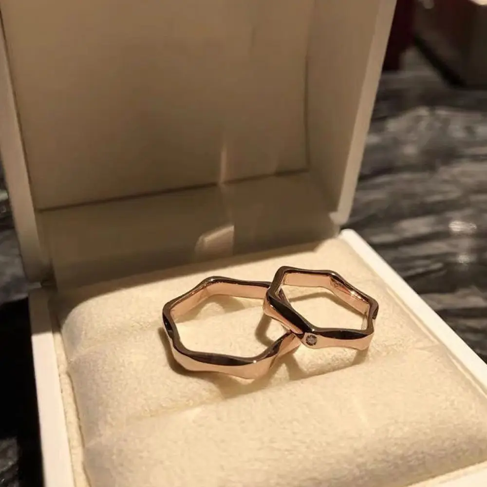 

1Pc Geometric Hexagon Nut Couple Ring Minimalist Style Rose Gold Hexagon Cupronickel Finger Buckle Trendy Party Jewelry