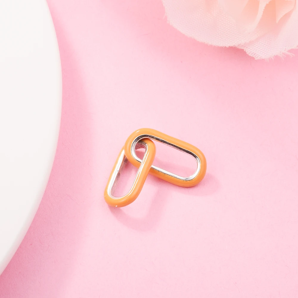 

925 Sterling Silver ME Orange Double Link Only Fits European Me Type Jewelry Bracelets Necklaces